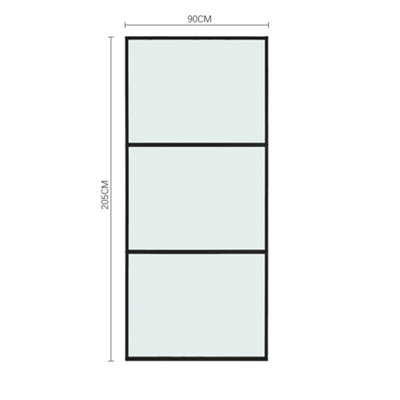 3 Lites Clear Glass Black Sliding Barn Door Panel with 6ft Hardware Kit Roller Track System