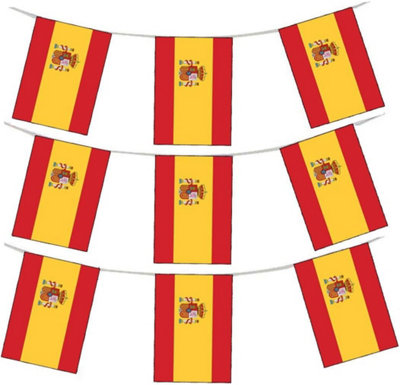 3 Metres 10 (9" x 6") Flag Spain Spanish State Crest 100% Polyester Material Bunting Ideal Party Decoration