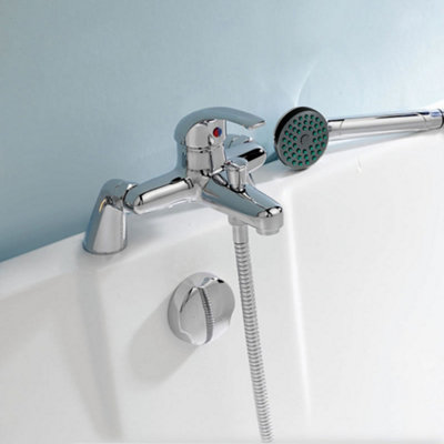 3 Mode Handset Adjustable Slider Riser Rail Kit & Bath Shower Mixer Tap - 3