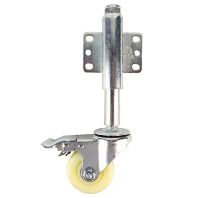 3 Nylon Gate Wheels with Spring-Loaded Swivel Casters and Brakes,110 lbs Load Capacity