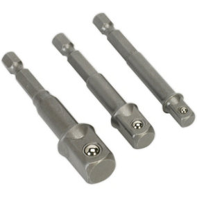 3 PACK - 1/4" Hex Chuck to Socket Adapter Converters - Power Drill Square Drive