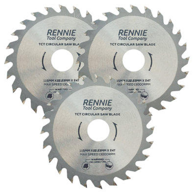 3 Pack 115mm x 24T TCT Circular Wood Saw Blades Fits Bosch