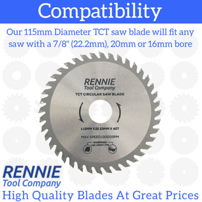 3 Pack 115mm x 40T TCT Circular Wood Saw Blades Fits Bosch