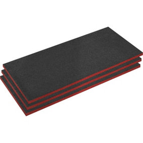 3 PACK 1200 x 550 x 30mm RED Easy Peel / Cut Shadow Foam Tool Chest Flight Case