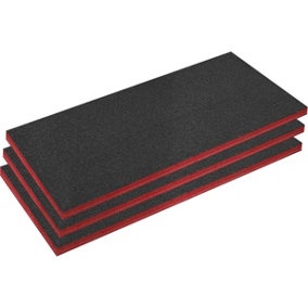 3 PACK 1200 x 550 x 50mm RED Easy Peel / Cut Shadow Foam Tool Chest Flight Case