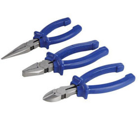 3 Pack 160mm Pliers Set Long Nose / Combination / Side Cutting Slip Guards
