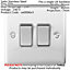 3 PACK 2 Gang Double Metal Light Switch SATIN STEEL 2 Way 10A Grey Trim