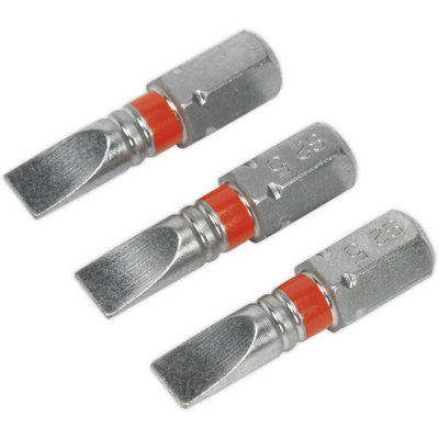 3 PACK 25mm Slotted 5mm Colour-Coded Power Tool Bits - S2 Steel Dill Bit