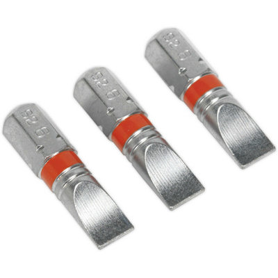 3 PACK 25mm Slotted 6mm Colour-Coded Power Tool Bits - S2 Steel Dill Bit