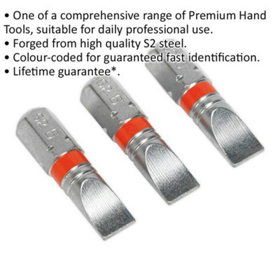 3 PACK 25mm Slotted 6mm Colour-Coded Power Tool Bits - S2 Steel Dill Bit
