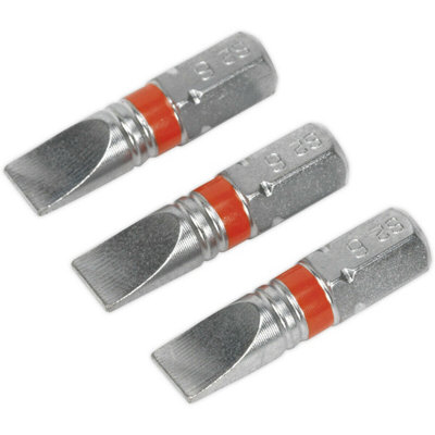 3 PACK 25mm Slotted 6mm Colour-Coded Power Tool Bits - S2 Steel Dill Bit