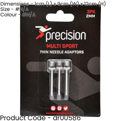 3 PACK - 2mm Thin Ball Inflator Needle Adapters - Football Pump Screw Thread