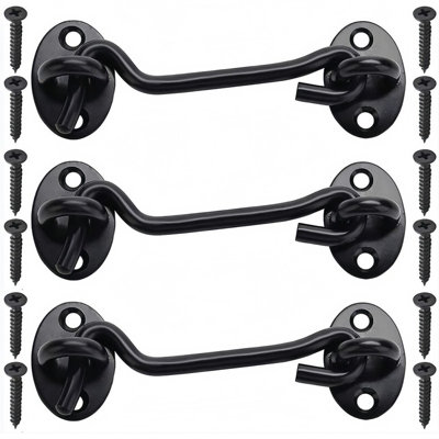 3 Pack 4 Inch Privacy Hook and Eye Latch for Barn Door Stainless Steel ...