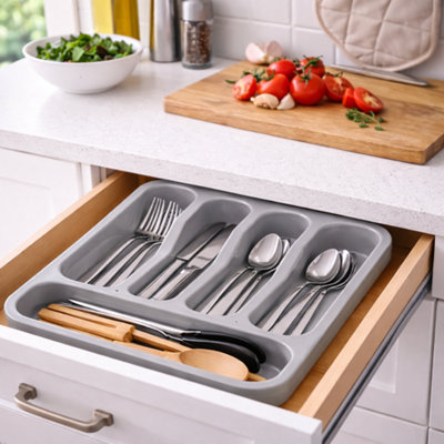 3 pack 5 Compartment Cutlery Tray Drawer Organiser Random Colour ...