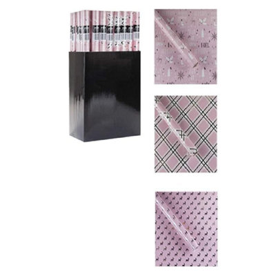 3 PACK 70CM X 2M WRAPPING PAPER REINDEER CHECK AND TEXT DESIGN IDEAL ...