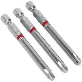 3 PACK 75mm Phillips Number 3 Colour-Coded Power Tool Bits - S2 Steel Drill Bit