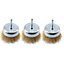 3 Pack 75mm Steel Wire Cup Brush For Drills Brass Coated Rust Paint Remover