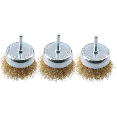 3 Pack 75mm Steel Wire Cup Brush For Drills Brass Coated Rust Paint Remover