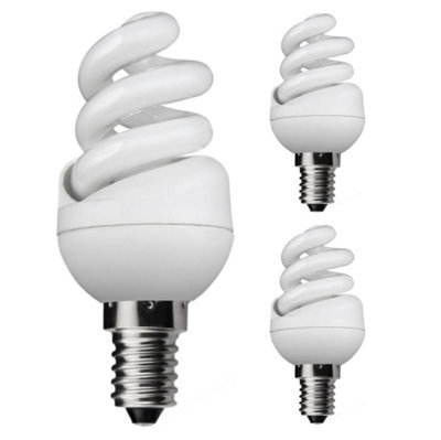 3 Pack 7W (35W) E14 Compact Fluorescent CFL Bulbs, 6500K Daylight ...