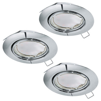 3 Pack Adjustable Chrome Ceiling Downlights with 5W GU10 Bulbs