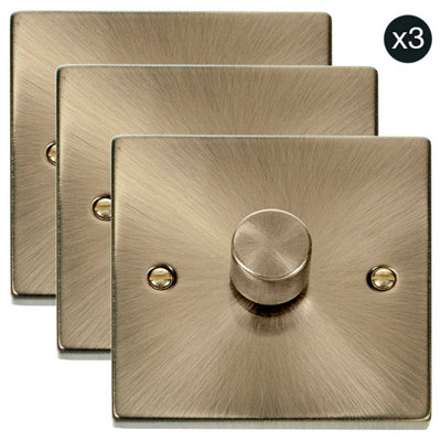 3 PACK - Antique Brass 1 Gang 2 Way LED 100W Trailing Edge Dimmer Light Switch - SE Home Price Comparisons | Compare The Build