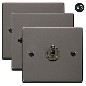 3 PACK - Black Nickel 1 Gang 2 Way 10AX Toggle Light Switch - SE Home