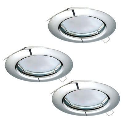 3-Pack Chrome Steel Flush Recessed Ceiling Downlights with GU10 Bulbs