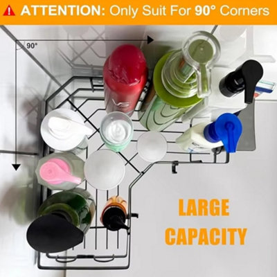 3-Pack Corner Shower Caddy, No-Drill Storage, Rustproof with Soap Holder & Hooks