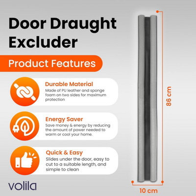 3 Pack Double Sided Draft Excluder for Doors - Foam Seal Door Draft Stopper Reduces Bills, Noise, Light & Pest (Grey)