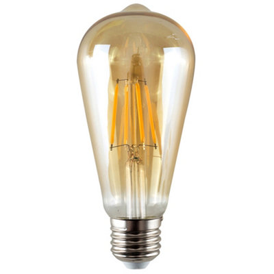 3 Pack E27 Amber Glass Bodied Pear LED 4W Warm White 1800K 240lm Light Bulb