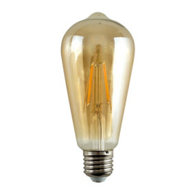 3 Pack E27 Amber Thermal Plastic Pear LED 4W Warm White 2700K 400lm Light Bulb