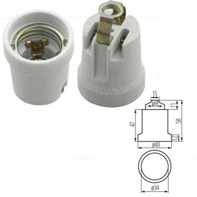 3 Pack E27 Bulb Holder Ceramic Porcelain Edison Screw Lamp Holder for ...