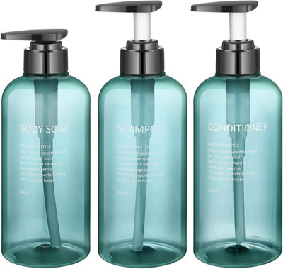 3 Pack Empty Pump Bottle Set, 500ml 16.9oz Refillable Pump Bottle ...