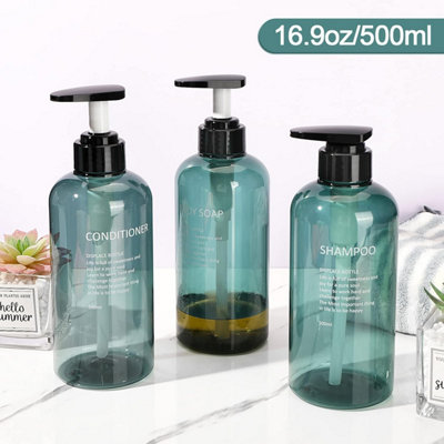 3 Pack Empty Pump Bottle Set, 500ml 16.9oz Refillable Pump Bottle ...