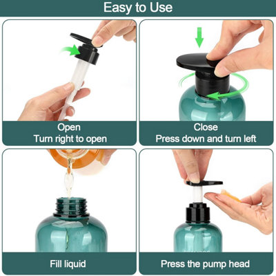 3 Pack Empty Pump Bottle Set, 500ml 16.9oz Refillable Pump Bottle ...