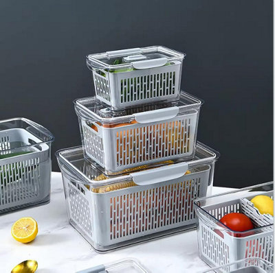 3 Pack Fresh Container, Produce Saver Container for Refrigerator ...