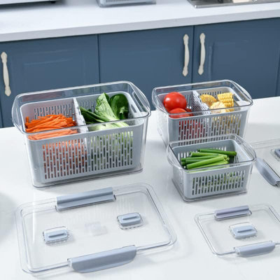 3 Pack Fresh Container, Produce Saver Container for Refrigerator ...