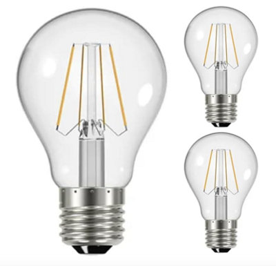 3 Pack GLS 4W (40W) LED Filament, Clear E27, Edison Bulbs, Warm White ...