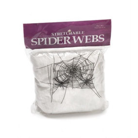 3-Pack Halloween Spider Web with 4 Spiders - White Stretchable Cobweb Decoration