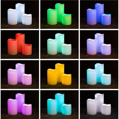 3 Pack LED Colour Changing Flameless Candles