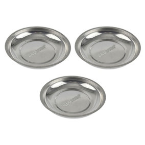 3 Pack Magnetic Parts Tray Dish Storage Holder Circular Round Stainless Steel 6" AT704
