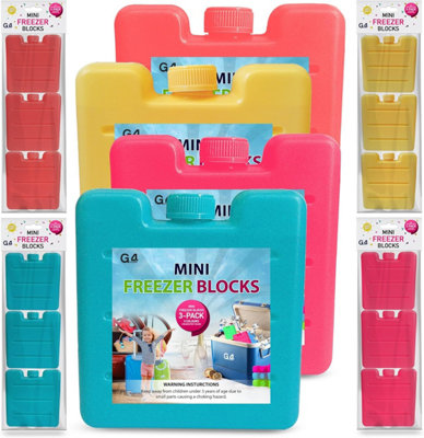 3 Pack Mini Freezer Blocks Reusable Ice Packs for Cool Box Cooler Bag ...