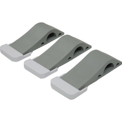 Aidapt Pack Of 3 Grey Heavy Duty Slip Resistant Rubber Door Wedge Stoppers