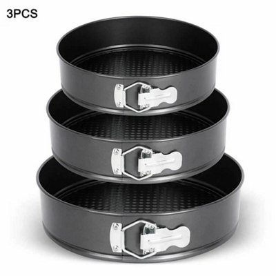3 Pack Non Stick Baking Springform Round Cake Tin Tray Pan Set