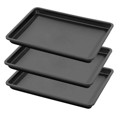 3 Pack Non-Stick Baking Trays 32cm Assorted Sizes For Ovens Dishwasher Safe - 3