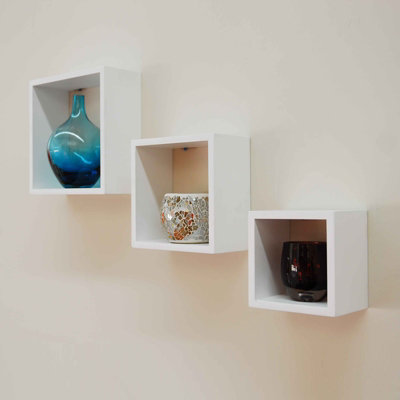 3 Pack Of Wall Cubes White Matte