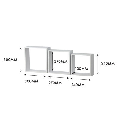 3 Pack Of Wall Cubes White Matte