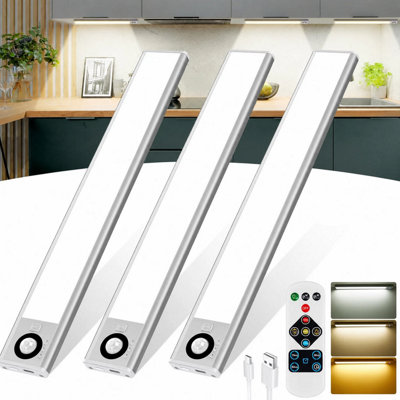 3 Pack Rechargeable LED Under Cabinet Lights with Motion Sensor for ...