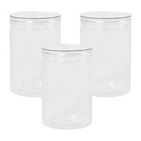 3 Pack Round Plastic Jar Food Storage Container Medium Clear Lid
