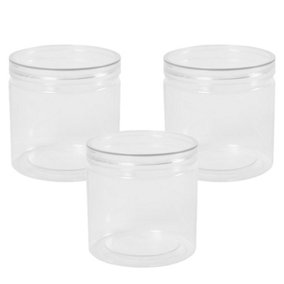 3 Pack Round Plastic Jar Food Storage Container Small Clear Lid